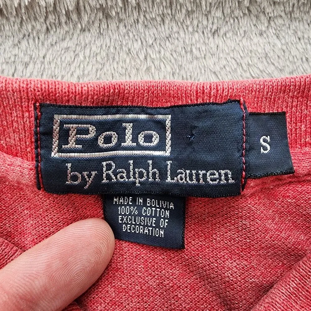 VTG Polo Ralph Lauren Shirt Mens Small 100% Cotton Red 90s Pony